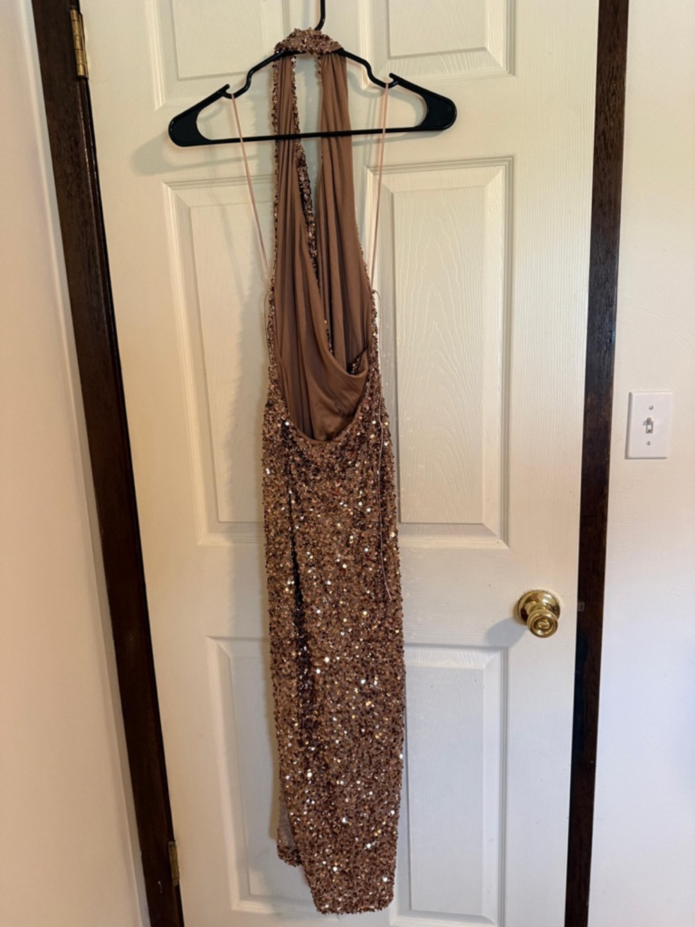 Zara Bronze Sequin Halter Maxi Dress - Picture 9 of 14
